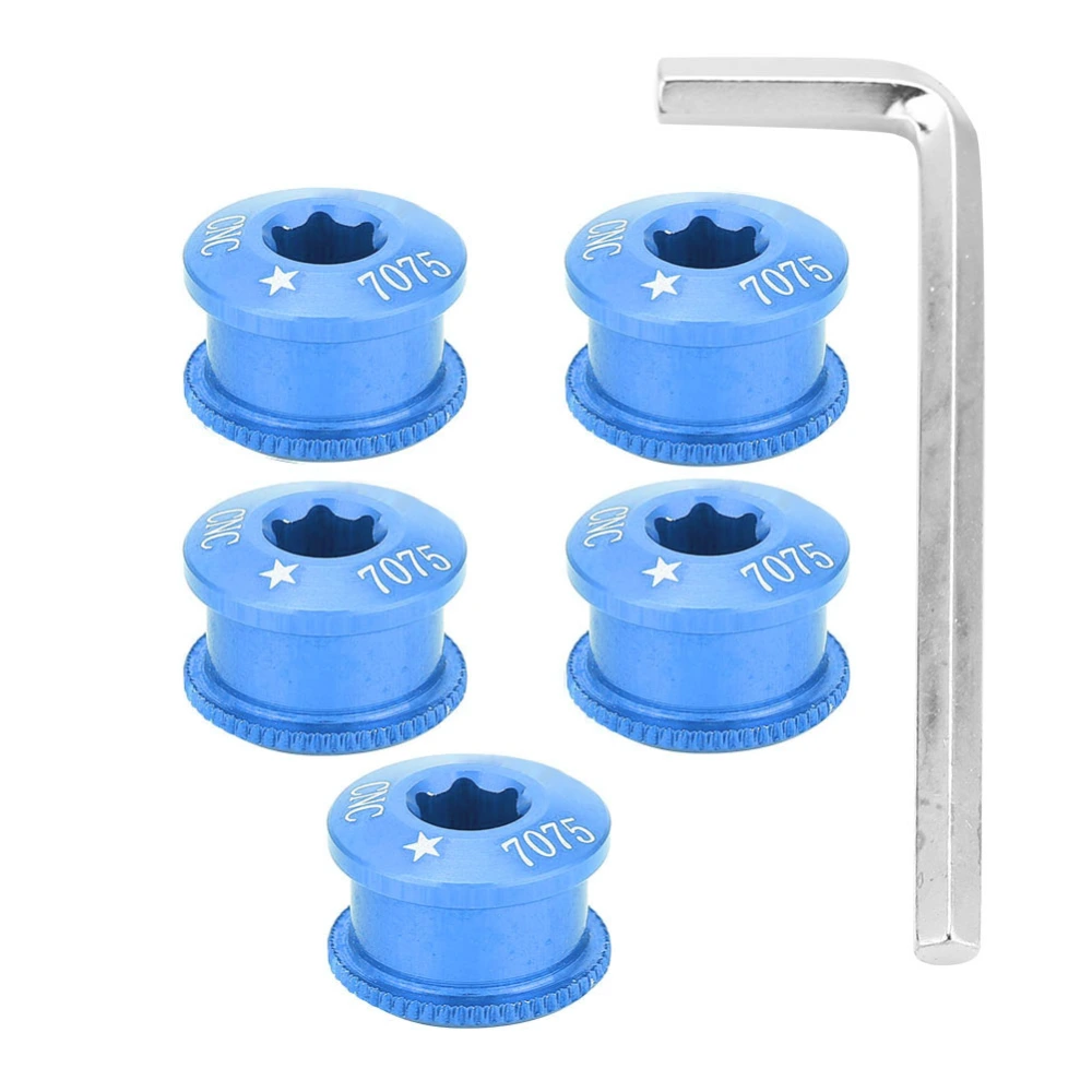 5Pcs Bicycle Bike Chainring Screw Chainwheel Bolt for Single Double Triple Speed(blue-5mm)