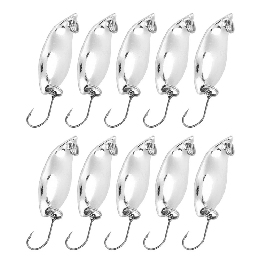 10pcs lot Fishing Lures Wobbler Baits SpoOn style Artificial Metal Baits Hook (Silver, 2.5g)