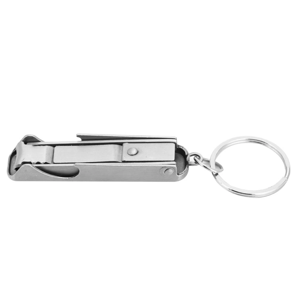 Outdoor Multi-function 2 in 1 Mini Tool Key Chain Ring Nail Cutter Clippers Bottle Opener