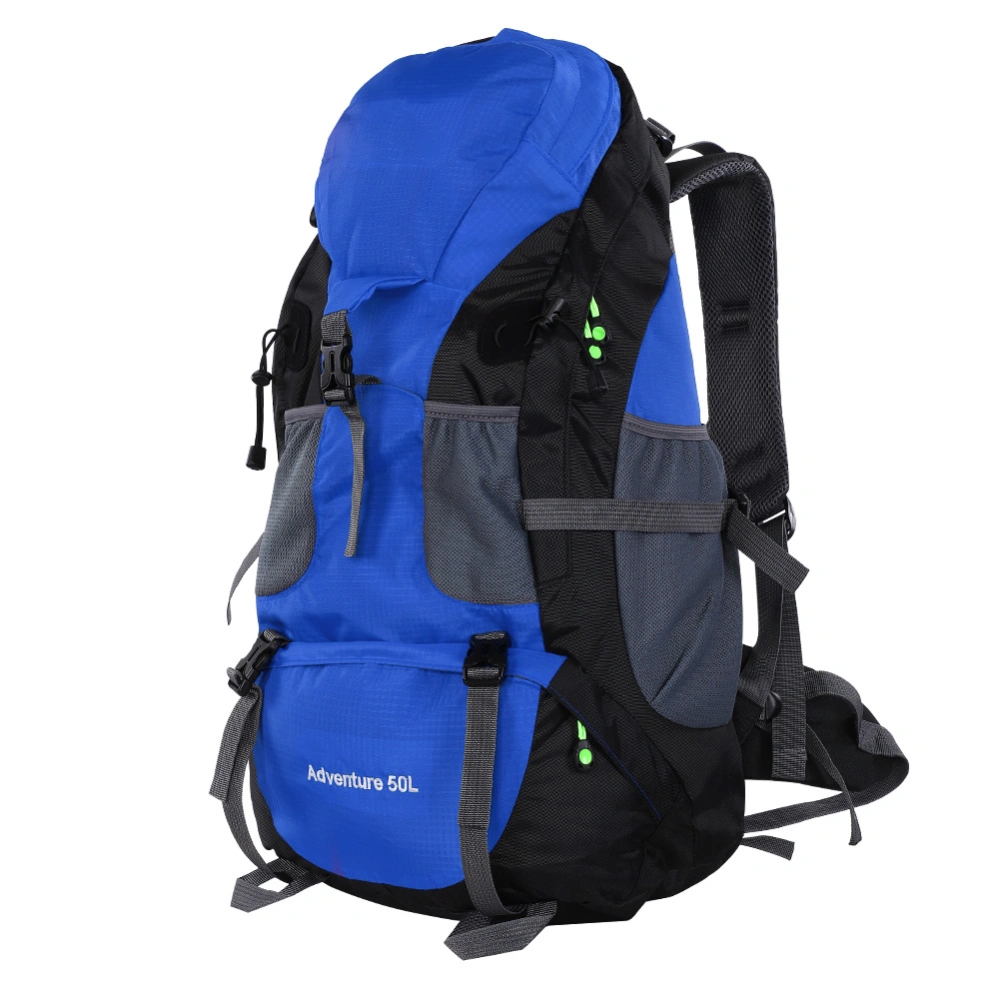 50L Waterproof Bag Camping Climbing Outdoor Travel Hiking Backpack Blue