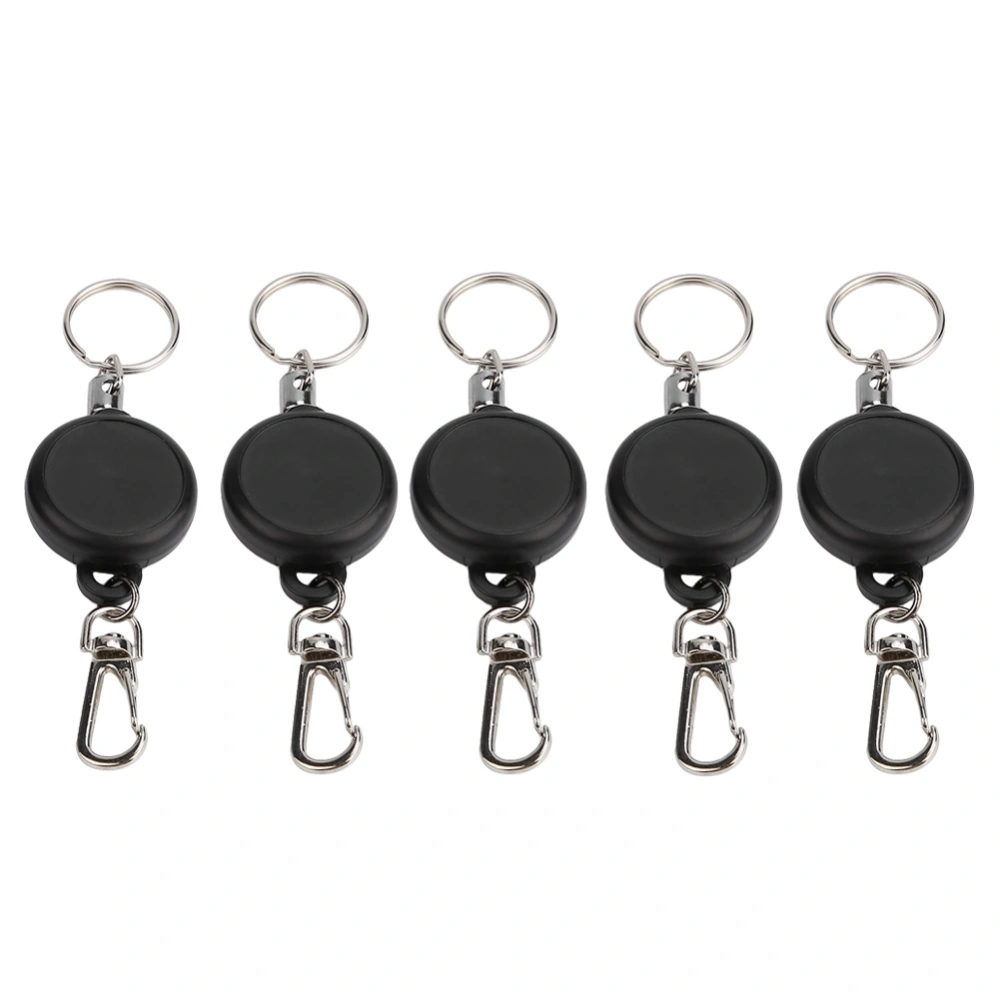 60cm Steel Wire Rope Retractable Key Chain Stretching Keys Clasp Anti Lose Keyring (5pcs)