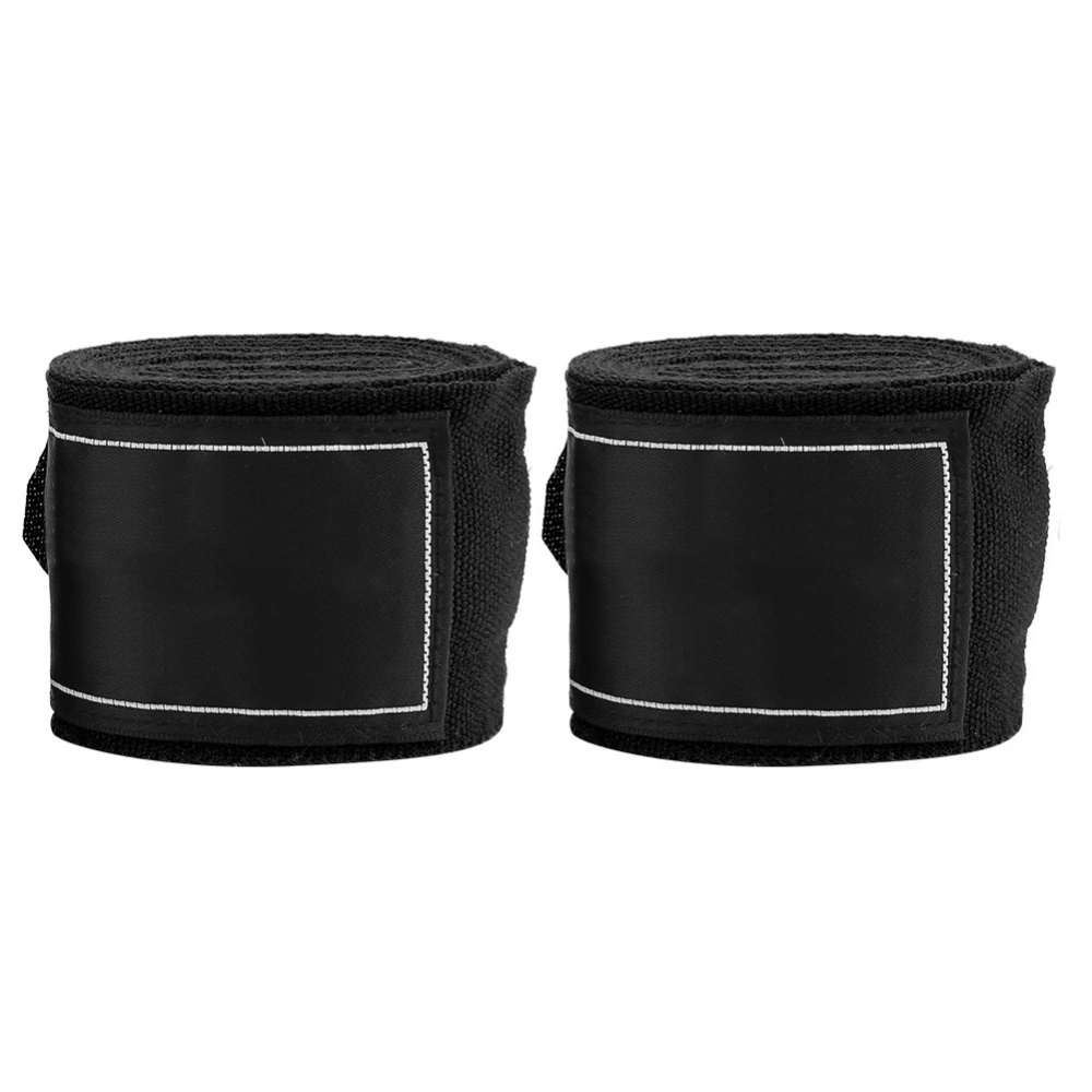 2Pcs 2.5m Elastic Strap Boxing Sanda Muay Thai MMA Taekwondo Bandage Hand Wraps (Black)