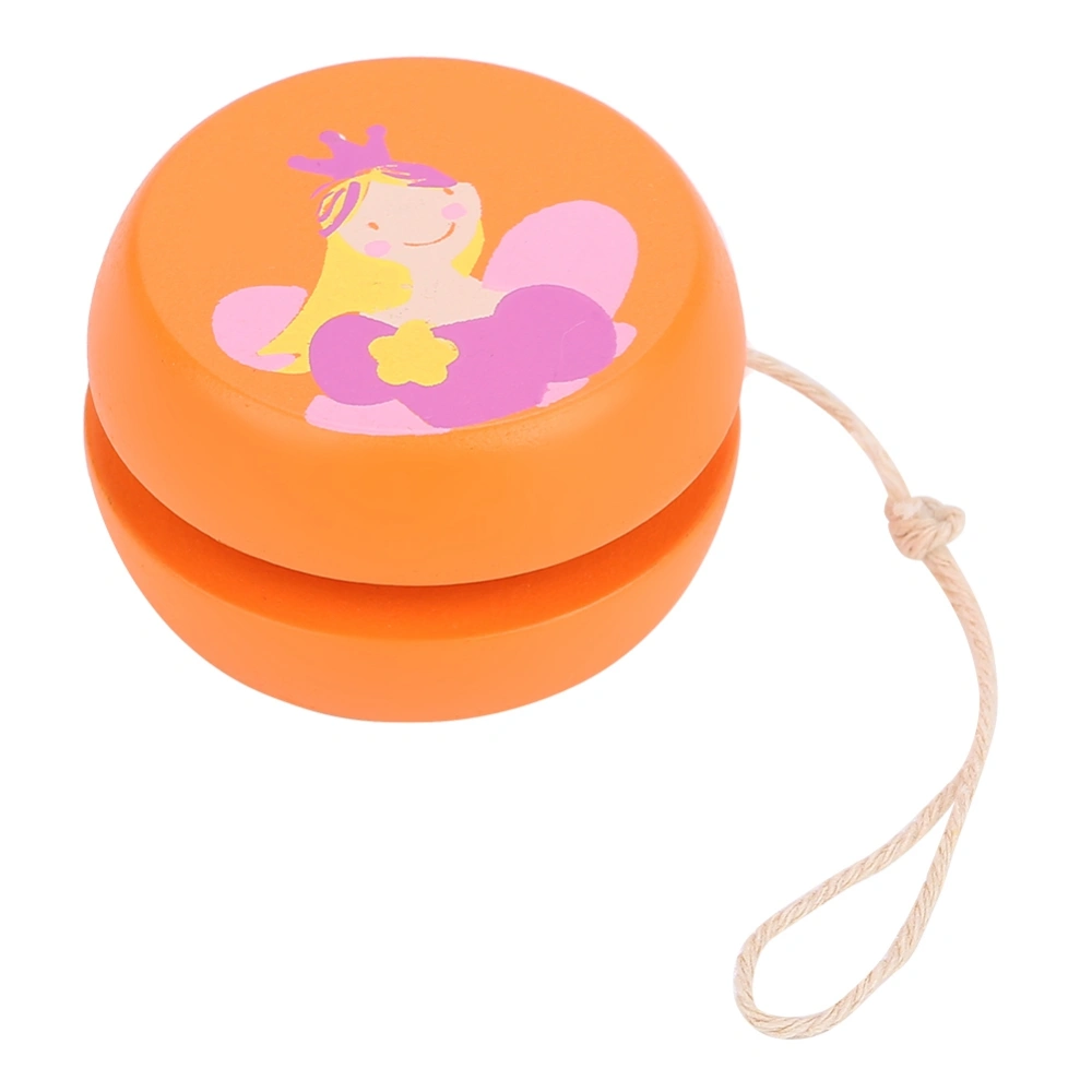 Cute Cartoon Pattern Wooden Yoyo Ball Toy Early Education Toy for Kid (Orange Princess)