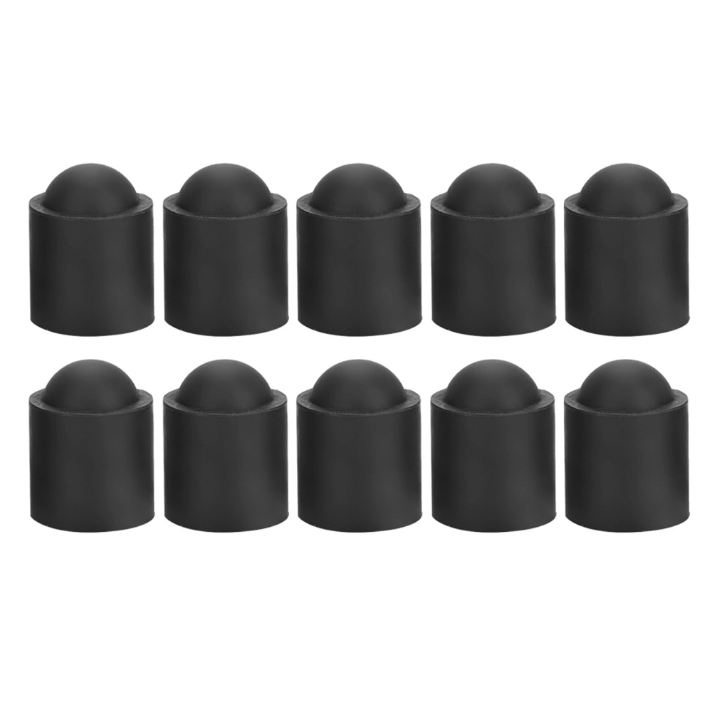 10pcs Pool Cue Tip Rubber Cover Billiards Cues Stick Protection Cap Accessory (Black)