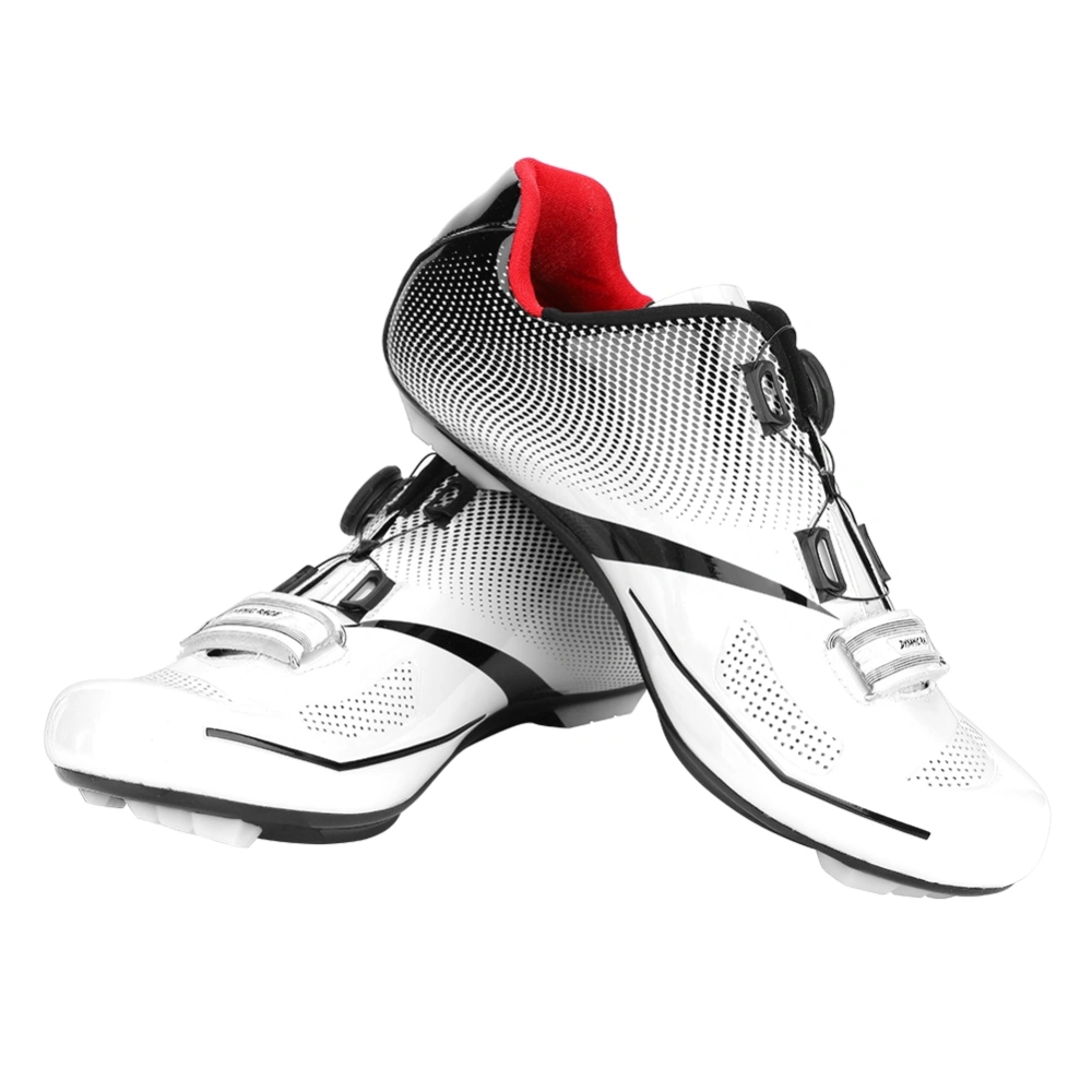 BOODUN 1 Pair Breathable Road Bike Anti-Skid Lock System Cycling Shoes Men Adult (White-44)