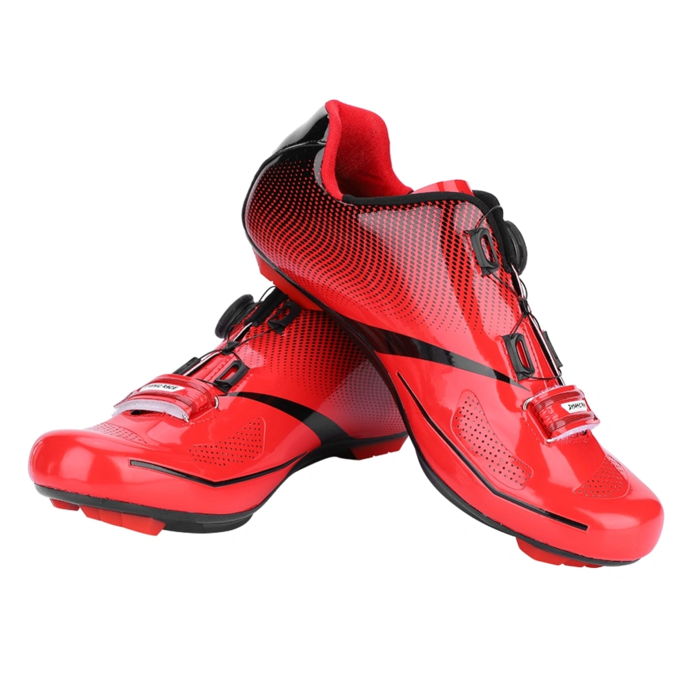 BOODUN 1 Pair Breathable Road Bike Anti-Skid Lock System Cycling Shoes Men Adult (Red-45)