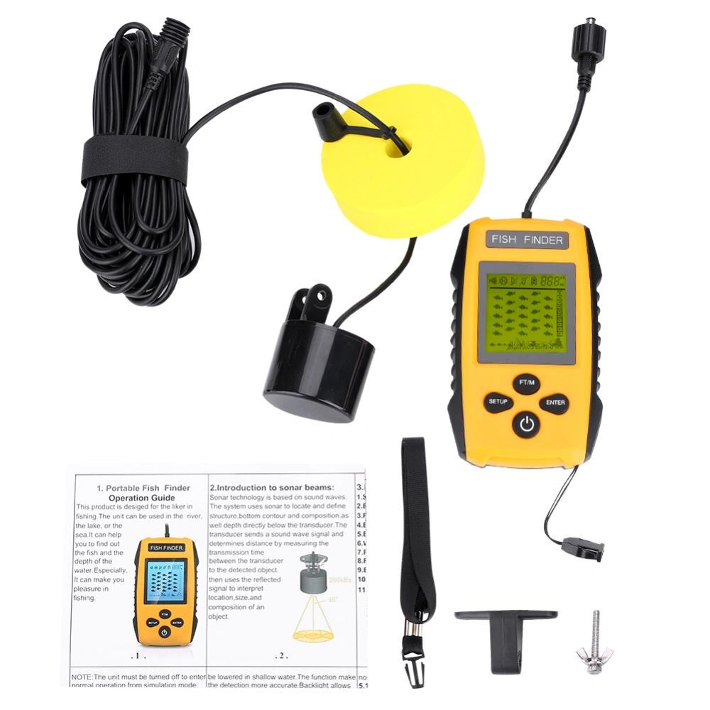 100M Portable LCD Fish Finder with Sonar Sensor Fishing Accessory TL88E