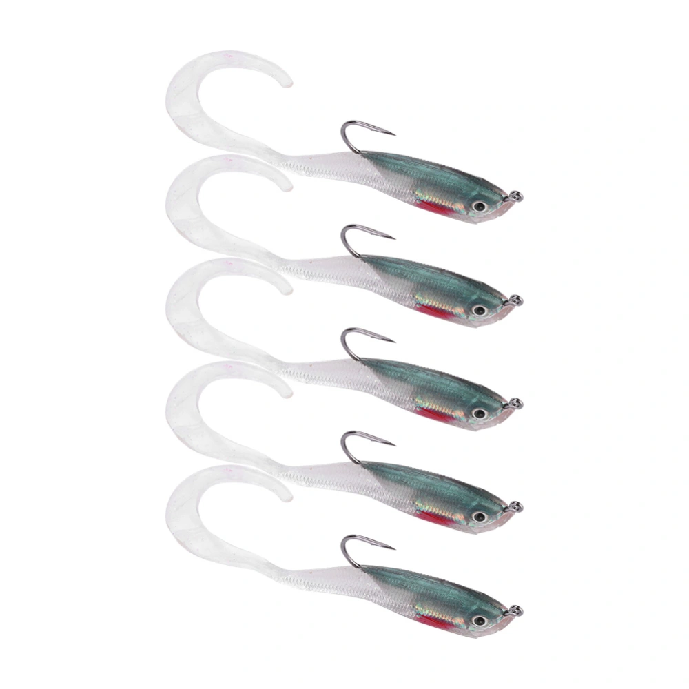 5PCS Fish Lures Artificial Fake Bait Soft Lures Seabass Fishing Tackle with Hook SO050-4