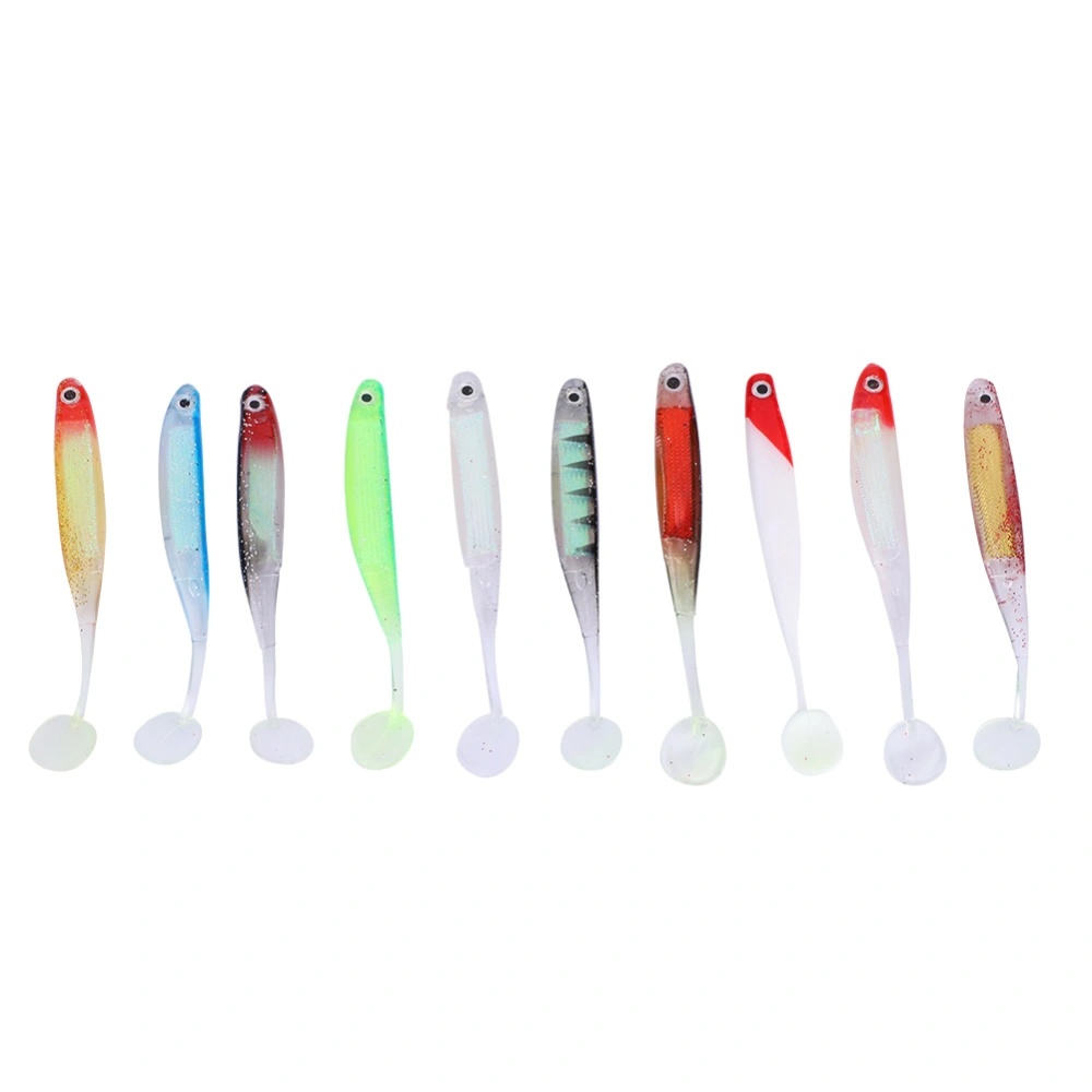 10PCS 10.5cm/5g PVC Soft Fishing Lures Colorful 3D T tail Baits Fisher Tackle Accessory