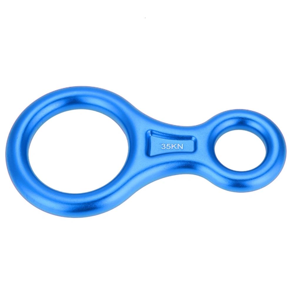 35KN Figure 8 Word Rope Descender Rappel Ring Rock Climbing Rescue Gear (Blue)