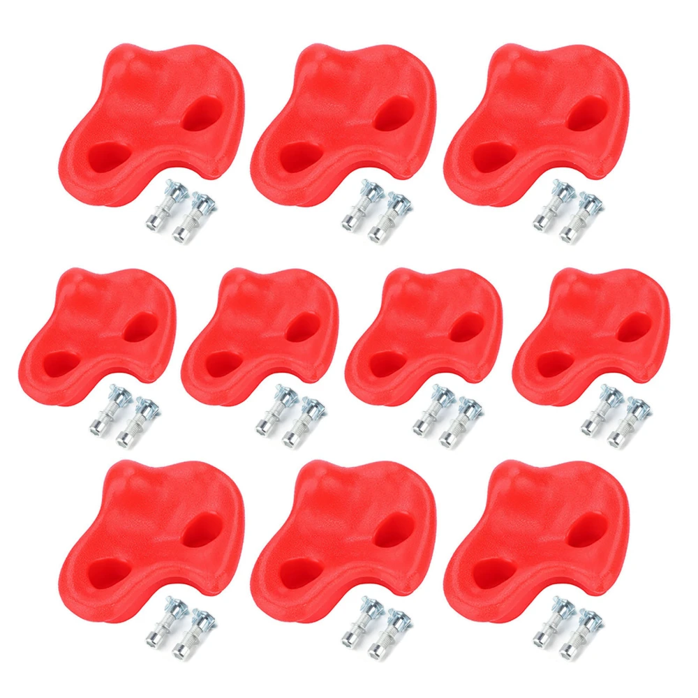 10PCS Plastic Textured Rock Climbing Stone Rocks Wall Stones Kids Assorted Kit Bolt Red