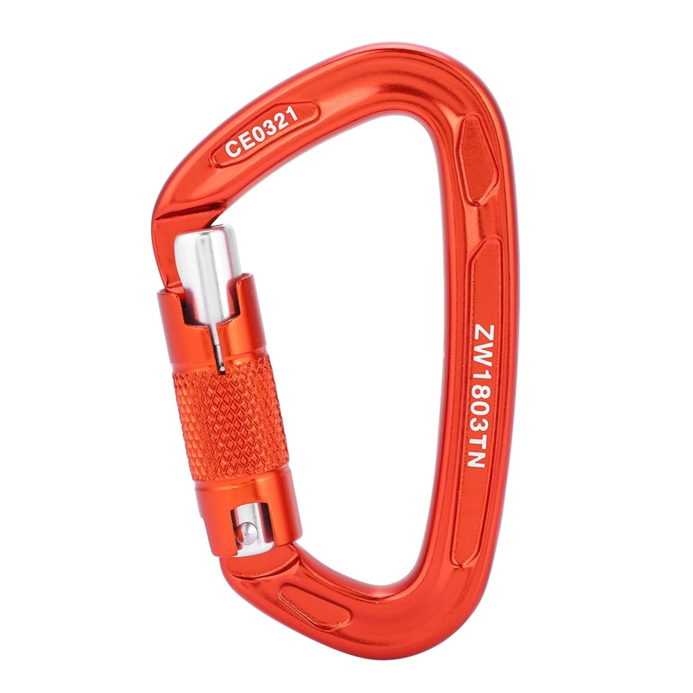 25KN Safety Lock D Buckle Outdoor Rock Climbing Rescue Carabiner Equipment (Orange)