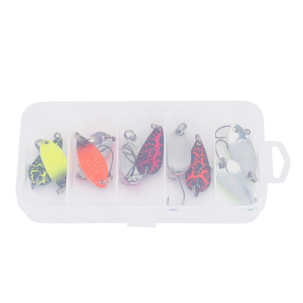 10pcs Metal Hard Bait Sequins Spoon Fishing Hook Accessory with Box