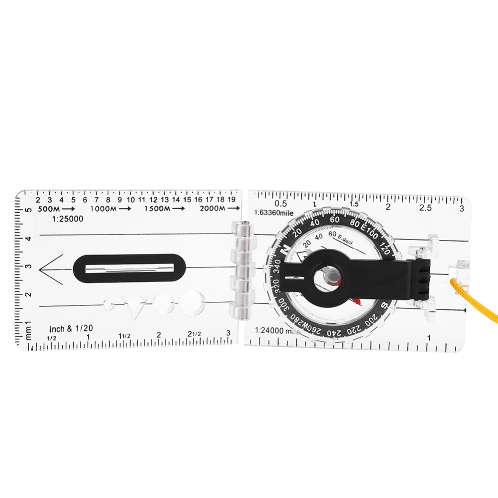 Outdoor Lightweight Plastic Map Transparent Ruler Mapping Compass Tool Accessory