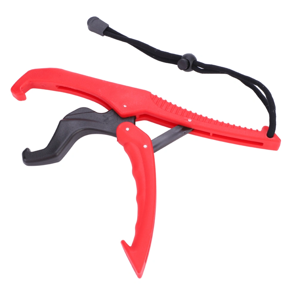 Fishing Gripper Gear Tool ABS Grip Tackle Holder Fish Clamp with Adjustable Rope (Red, L)