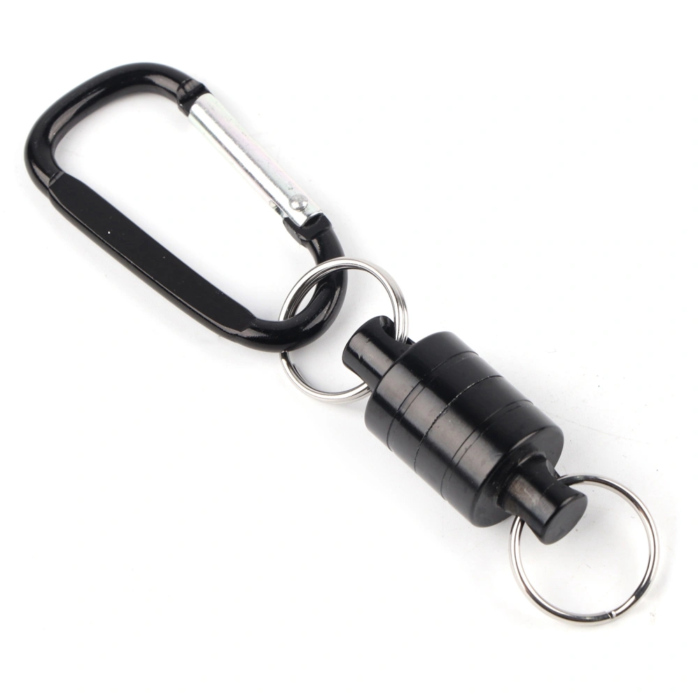 Magnet Buckle Fly Fishing Magnetic Net Release Clip Hanging Holder Lanyard Clip(Single, Black)