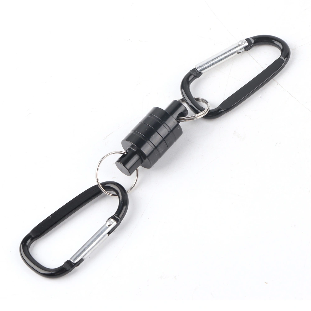 Magnet Buckle Fly Fishing Magnetic Net Release Clip Hanging Holder Lanyard Clip(Double, Black)