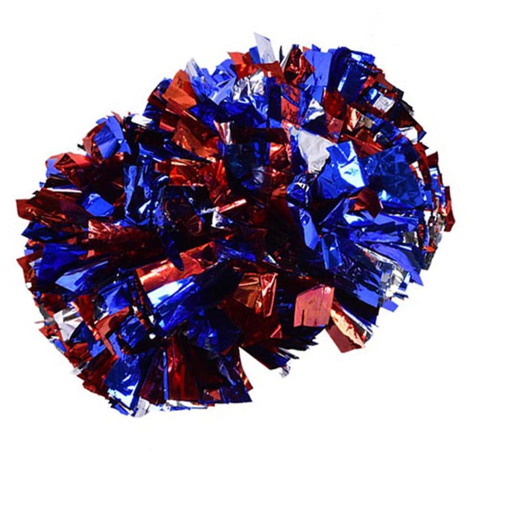 Cheerleader Aerobics Pom Poms Pompoms for Dance Party School Sports (Silver Red Blue)