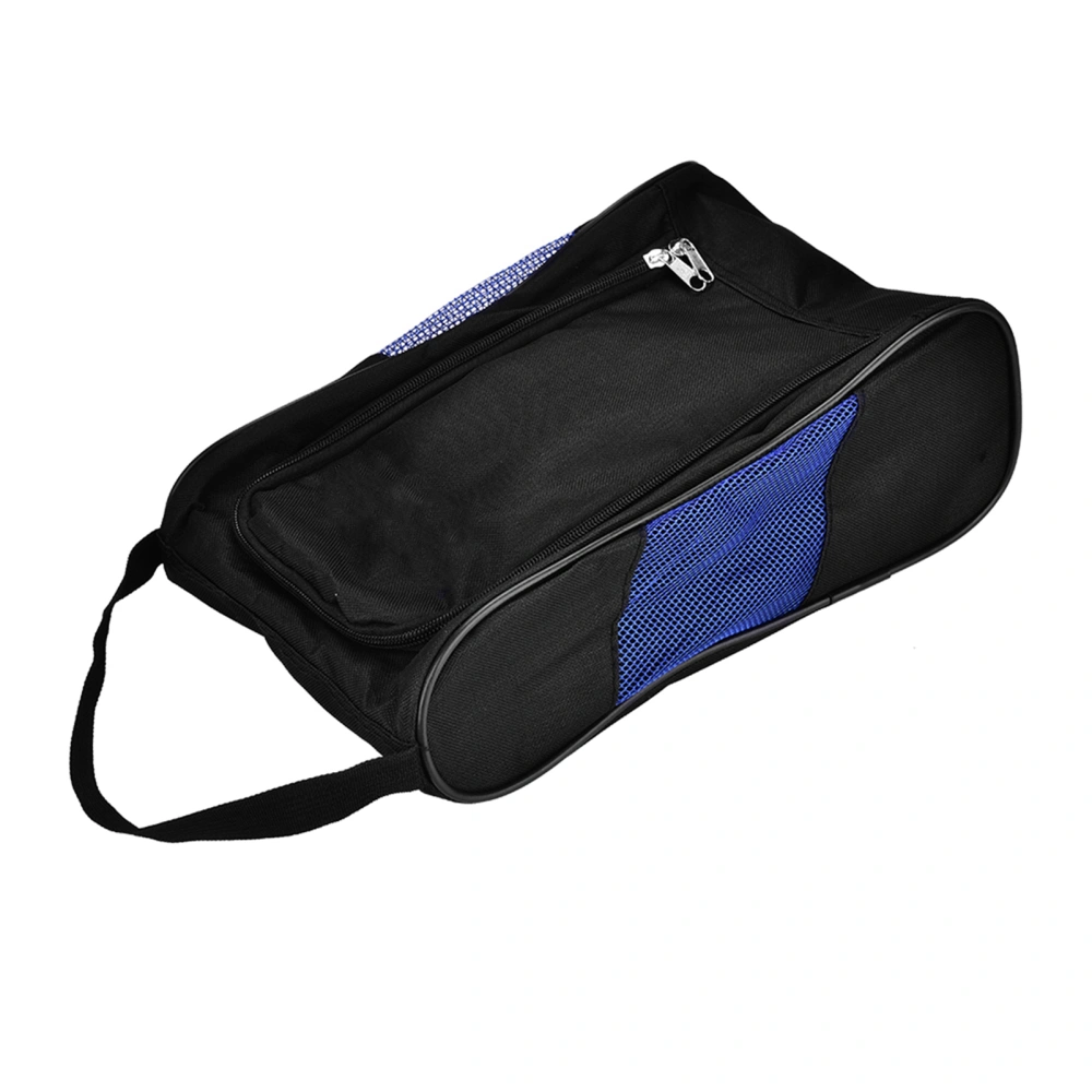 Portable Breathable Golf Shoes Bag Case Pocket Pouch Storage Sports Accessory(Black and Blue)