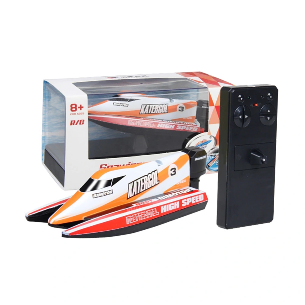 RC 2.4GHz Remote Control 4 Channel Mini Boat Racing Speedboat Model Ship Vehicle Toy (Orange)