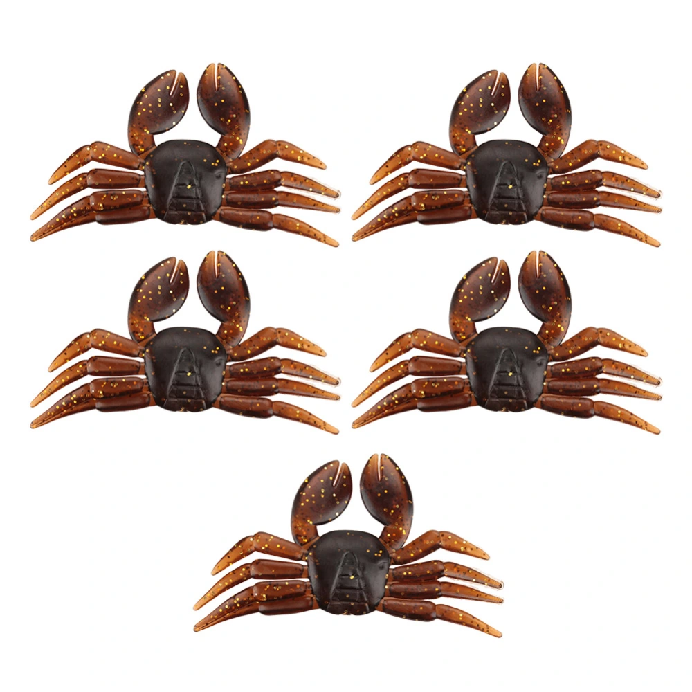 5Pcs/Lot PVC Soft Lifelike Fishing Lures Crab Artificial Bait Tackle Accessories (Brown)