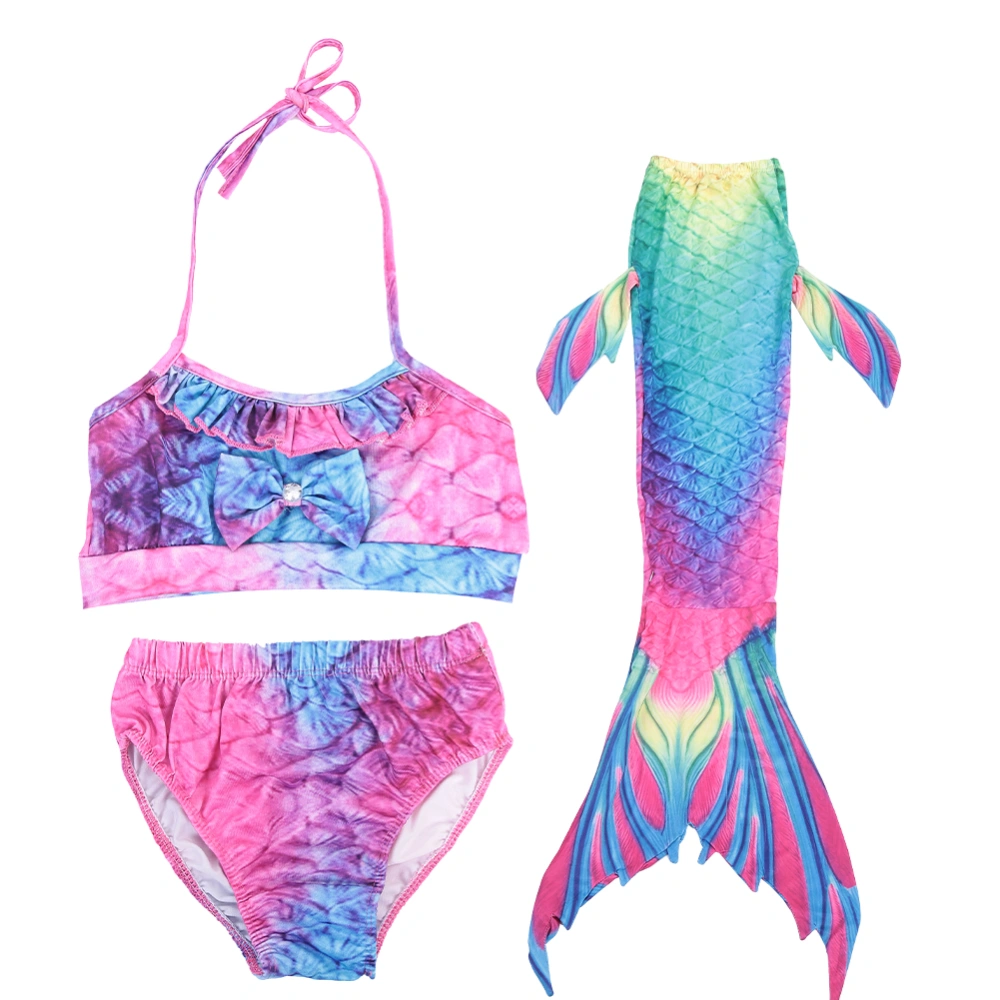 3pcs Kids Girls Swimsuit Bikini Set with Fish Tail Sea Maid Swimming Costumes (120)