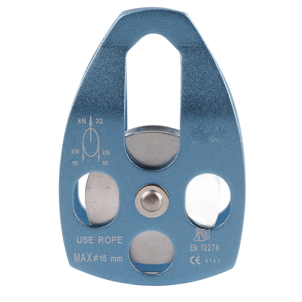 Outdoors Climbing 32KN Rescue Pulley Single Sheave with Swing Plate (Blue)