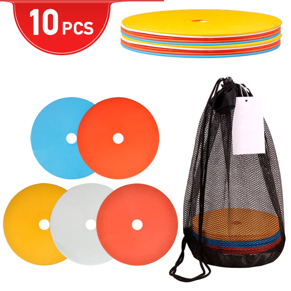 10Pcs Spot Markers High Elasticity PE 6.1in Diameter Abrasion Resistant Flat Soccer Cones Assorted Colors