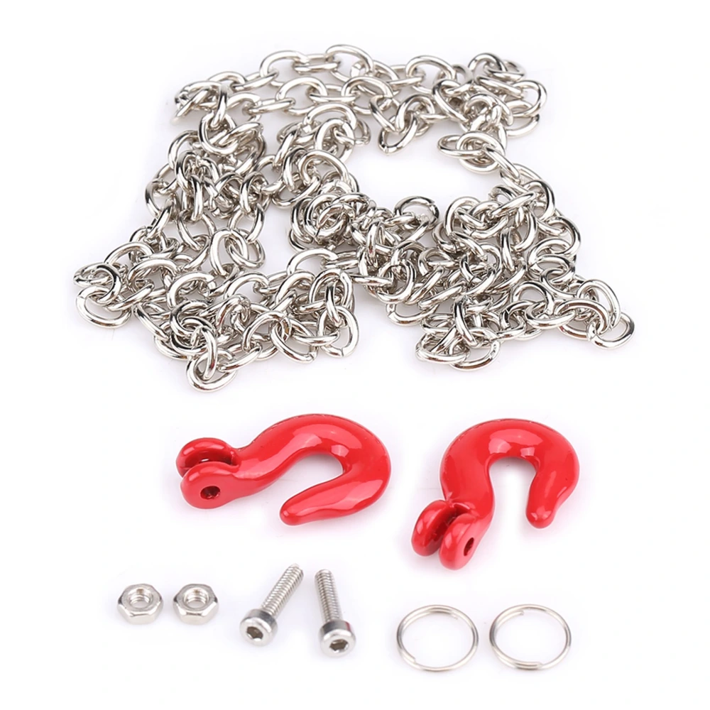 Metal RC Trailer Tow Hooks Accessories With Chain For SCX10 D90 1:10 RC Crawler Climbing Car