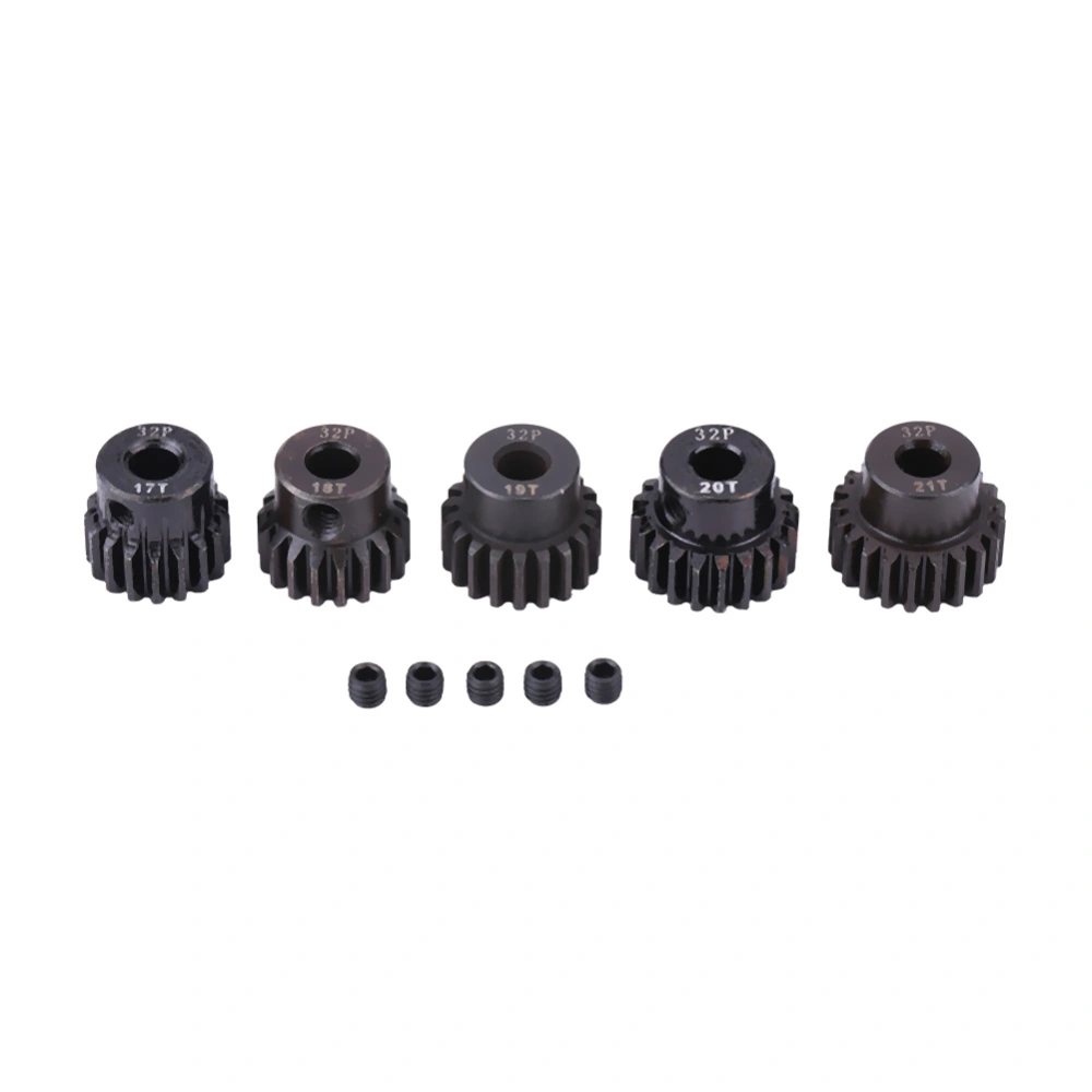 5pcs 32DP ￠5mm 17T-21T Steel Motor Gears Parts Set for 1/8 RC Car Motor