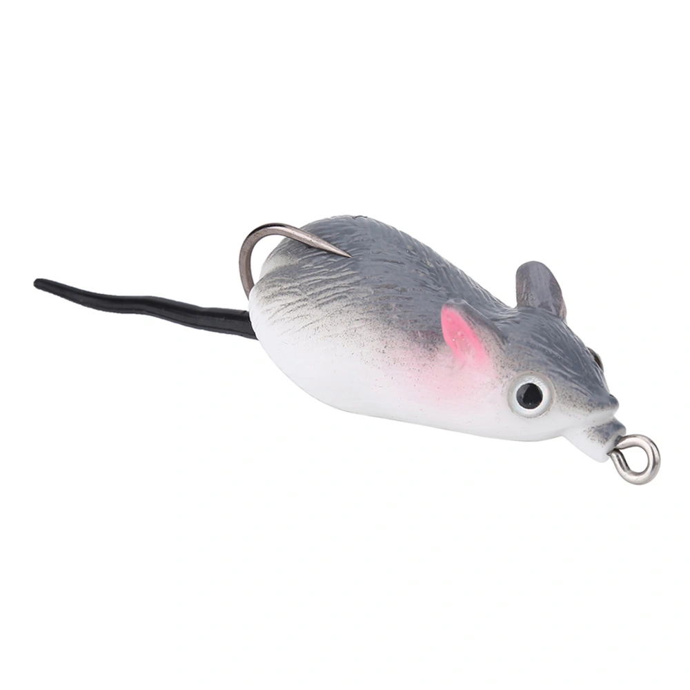 Artificial Bait Mouse Shape Soft Fishing Lures Dual Hooks Tackle Accessory (Grey)