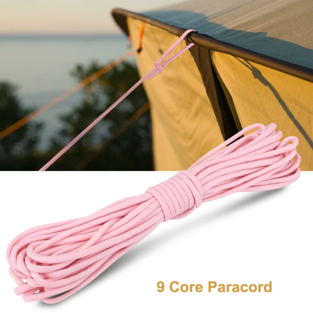 Luminous Paracord Cord Lanyard 9 Cores Outdoor Survival Glow in the Dark Parachute Rope Pink