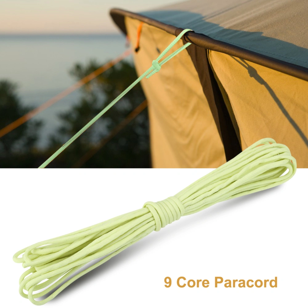 Luminous Paracord Cord Lanyard 9 Cores Outdoor Survival Glow in the Dark Parachute Rope Yellow