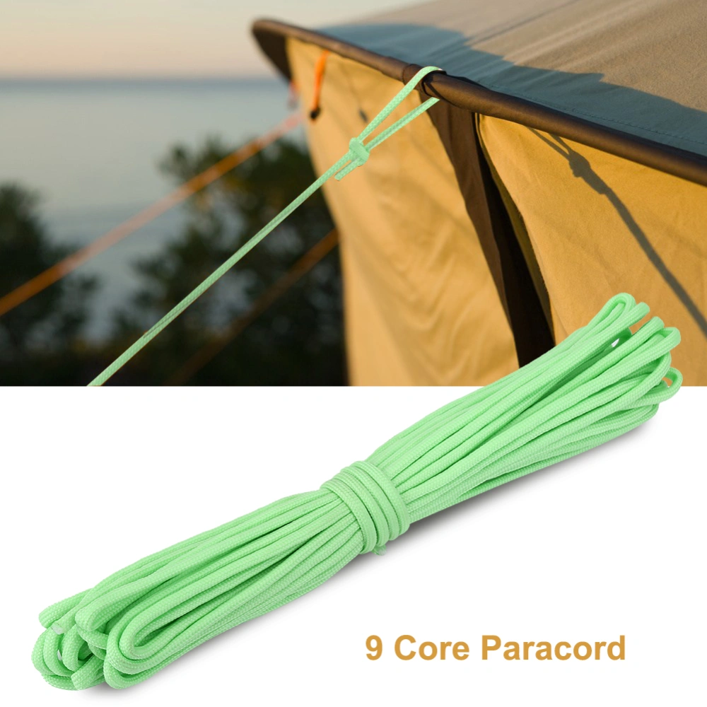 Luminous Paracord Cord Lanyard 9 Cores Outdoor Survival Glow in the Dark Parachute Rope Green