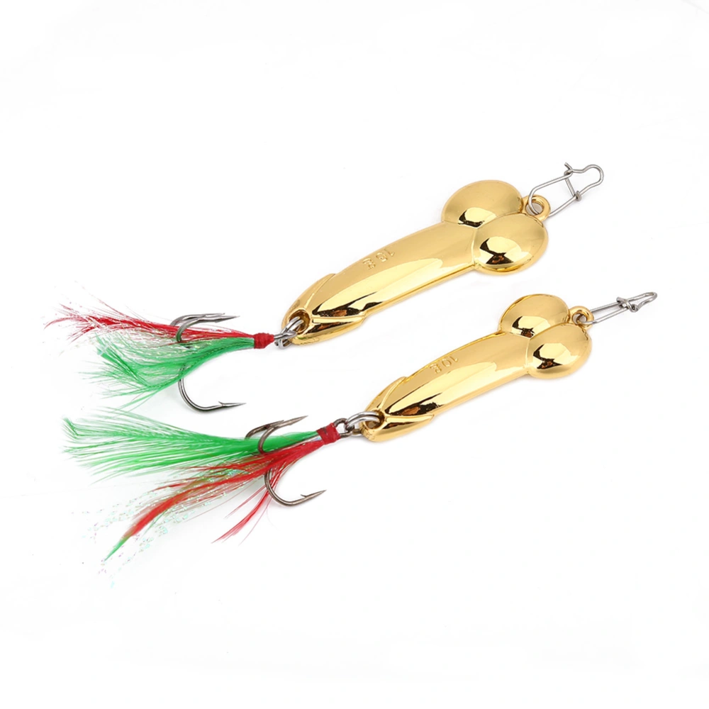 2pcs Vibration Metal Fishing Bait Set Hard Fishing Lures Kit with Hook (10gGold+15gGold)