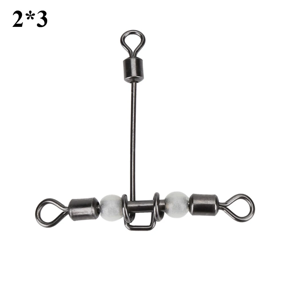 10Pcs/set Durable T-shape Cross-line Fishing Swivels Connectors Accessories (2*3)