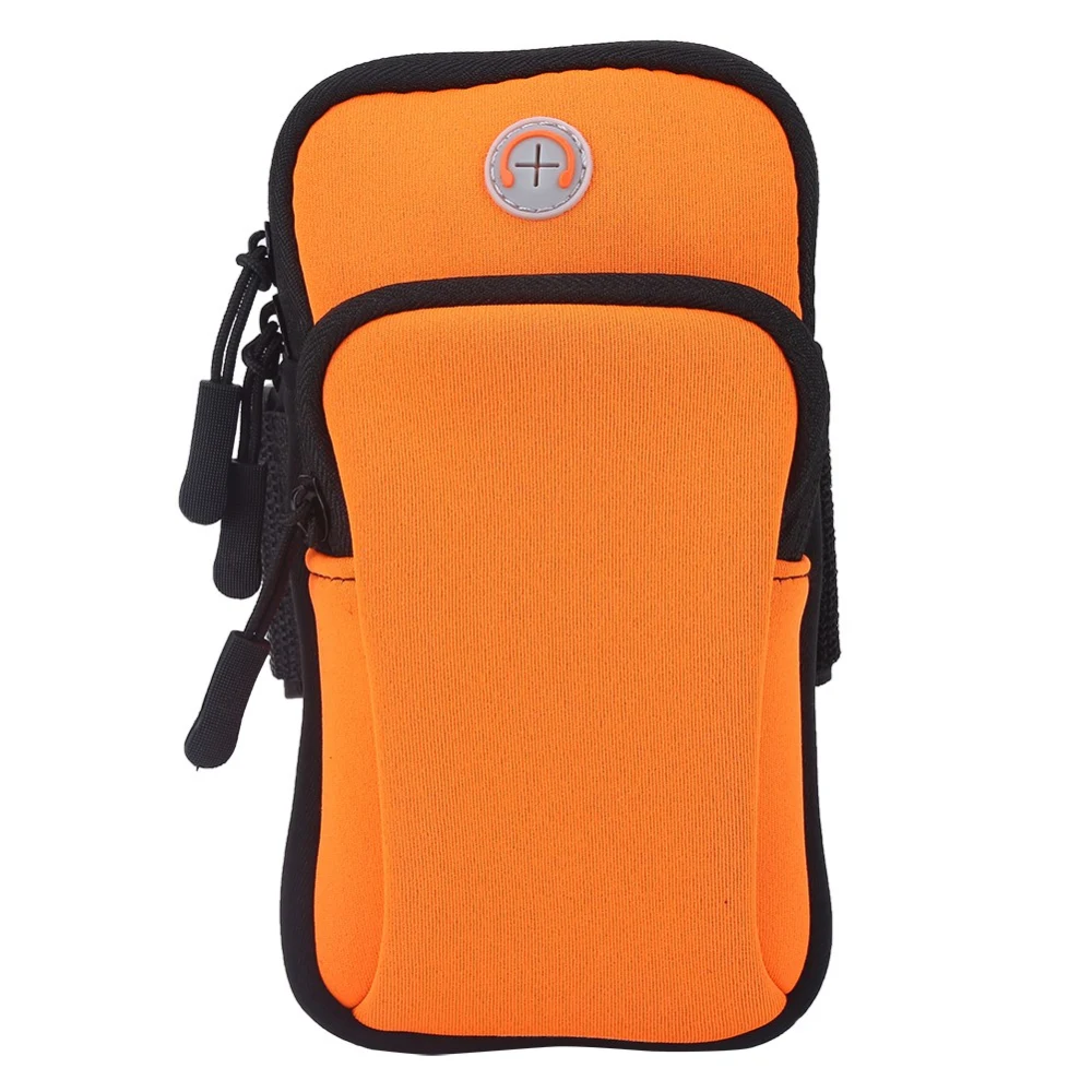 Outdoor Sport Running Jogging Exercise Gym Arm Wrist Pouch Armband Phone Case Bag Orange