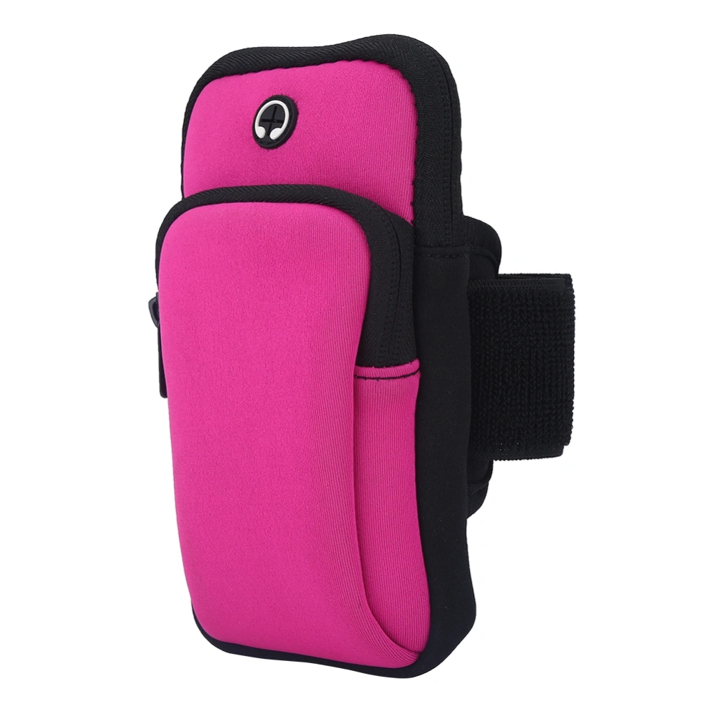 Outdoor Sport Running Jogging Exercise Gym Arm Wrist Pouch Armband Phone Case Bag Rose Red