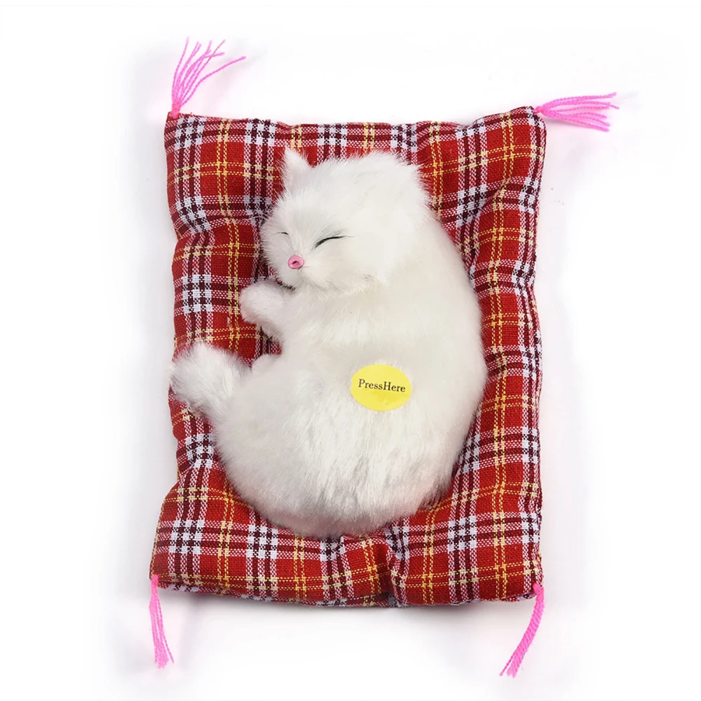 Sleeping Kid Simulation Cat Plush Sound Toy Stuffed Doll Home Decoration (White)