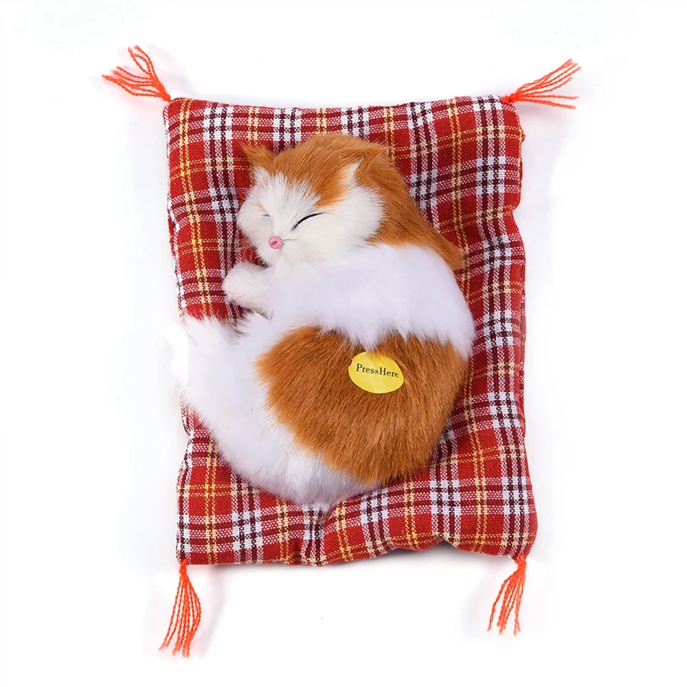 Sleeping Kid SimulationCatPlush Sound Toy Stuffed Doll Home Decoration (Yellow + White)