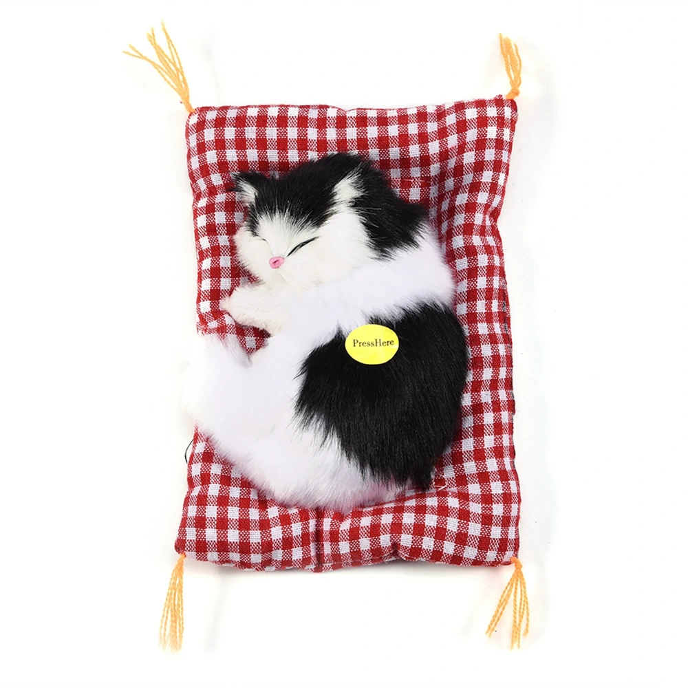 Sleeping Kid SimulationCatPlush Sound Toy Stuffed Doll Home Decoration (Black White)