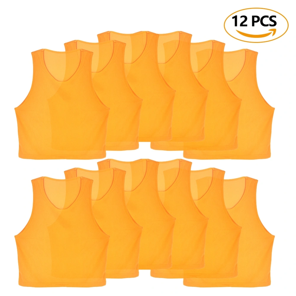 12Pcs Kids Jerseys Scrimmage Training Vests Football Vest Mesh Breathable Bibs for Volleyball