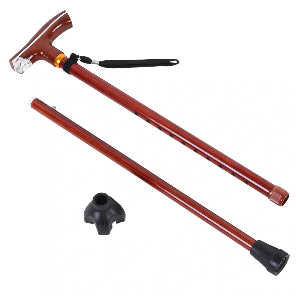 Metal Multi Function Telescopic Flashlight Lightweight Cane (Rosewood Color)