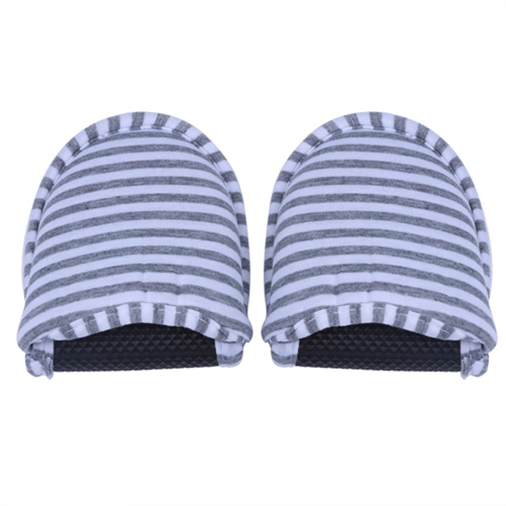 Travel Portable Foldable Reusable Indoor Soft Cotton Anti slip Slippers (MWomen Grey Stripes)