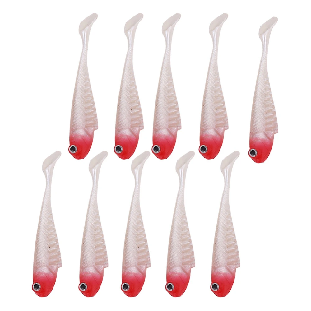 10pcs Fihsing Lures Lifelike Soft Baits 3D Eyes Fishing Swimbaits (Red)