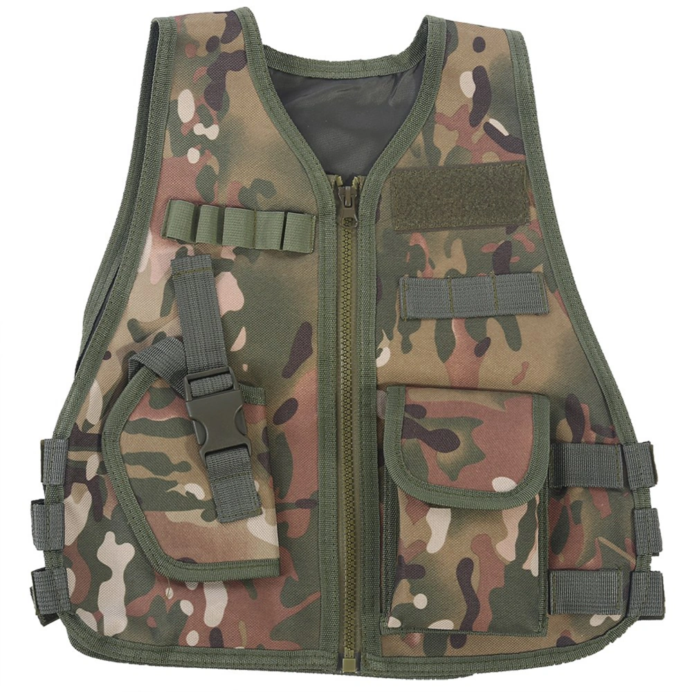 Children Camouflage Vest with Multi Pocket for Combat Outdoor Hunting Game(CP Camouflage S)