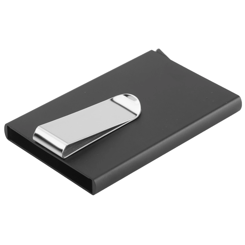 Metal Portable Business Credit Card Fashion Holder Outdoor Cards Holder With Money Clip(Black)