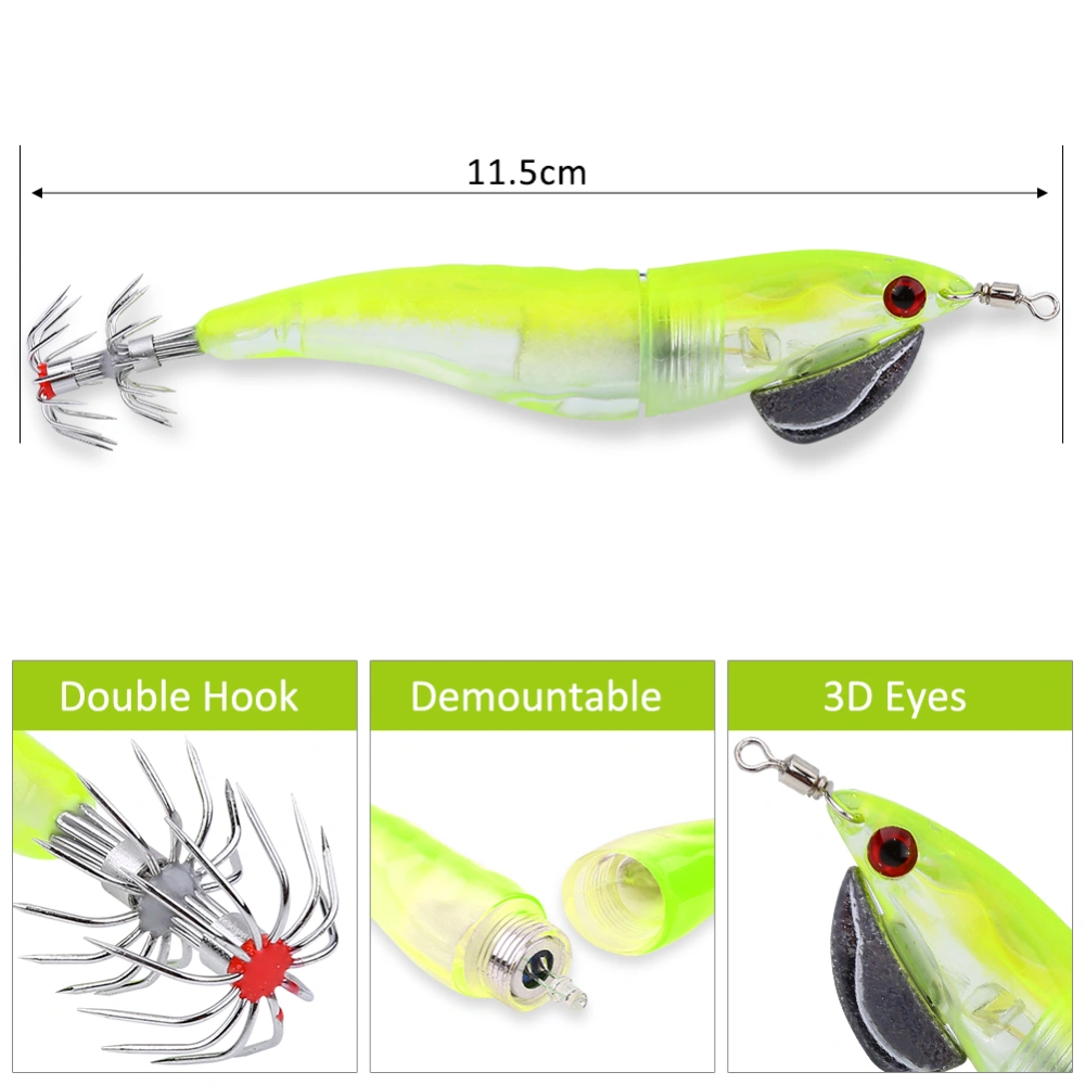 Bionic Electric Luminous Shrimp Shape Squid Fishing Lures (Yellow)