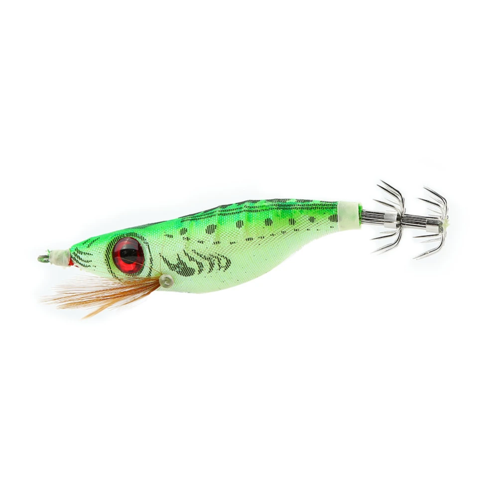 Luminous Glow In Dark Night Artificial Squid Jig Lifelike Fishing Bait Hook Fishhook Lure Green