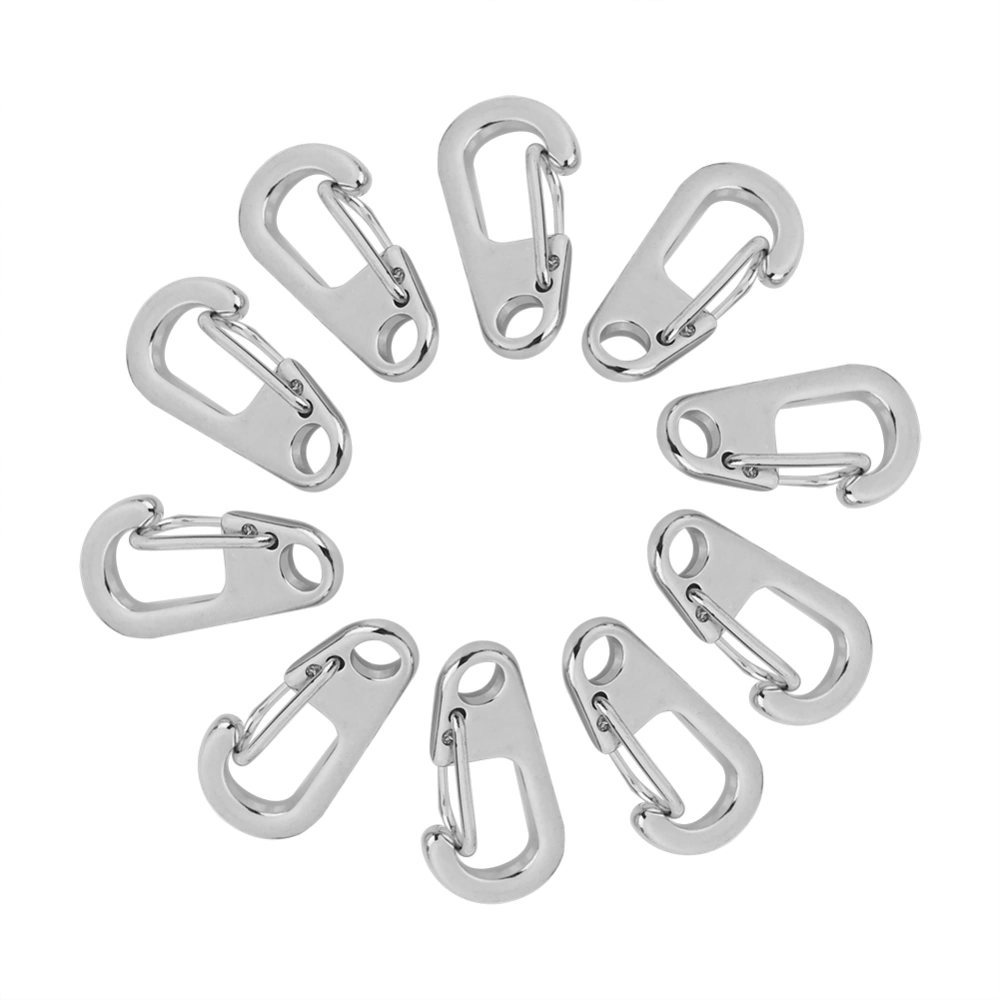 10pcs Durable Spring loaded Keychain Hook Mini Carabiner Clip (silver)